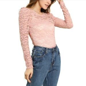 Hinge Lace Floral Whimsical Fairy Sheer Feminine Top S Purple